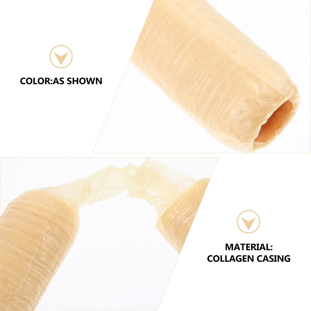 1 Set Elastic Collagen Sausage Casings for Kitchen Use Natural Edible Sleeve