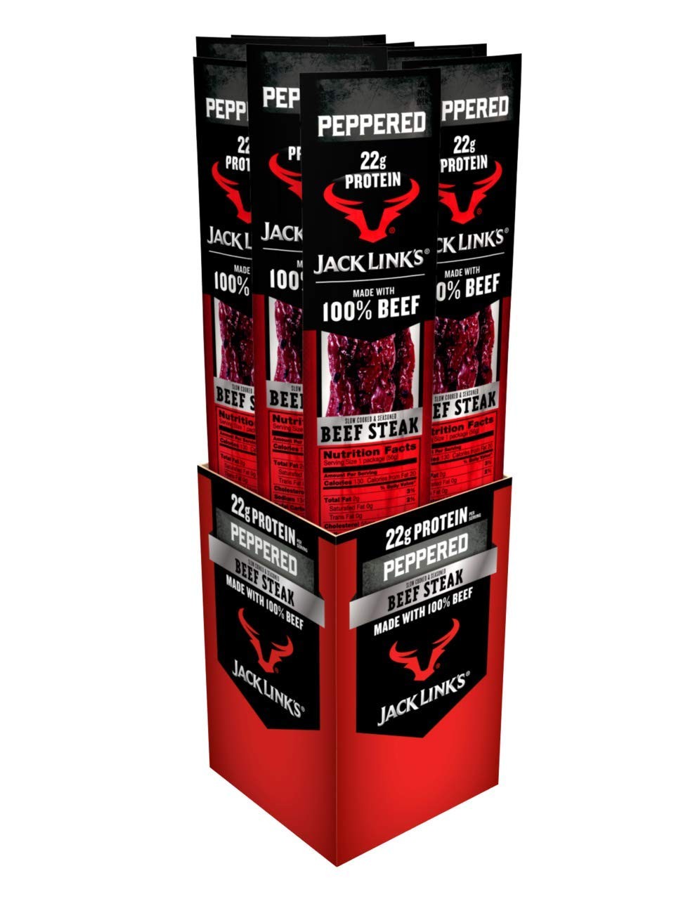 Jack Link’s Beef Steak Peppered – Protein Snacks Meat Snack with 22g of Prote…