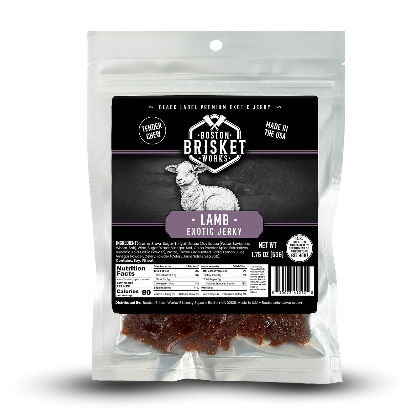 LAMB JERKY – Exotic Wild Game Snack – Made in the USA – Fast Shipping!