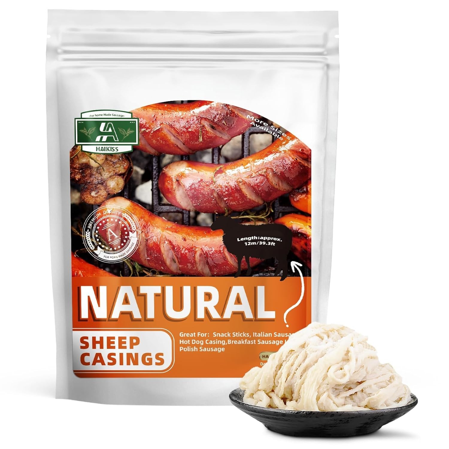 Sausage Casing,Edible Casings for Sausage Making,Grade A,Great for Snack Sticks,