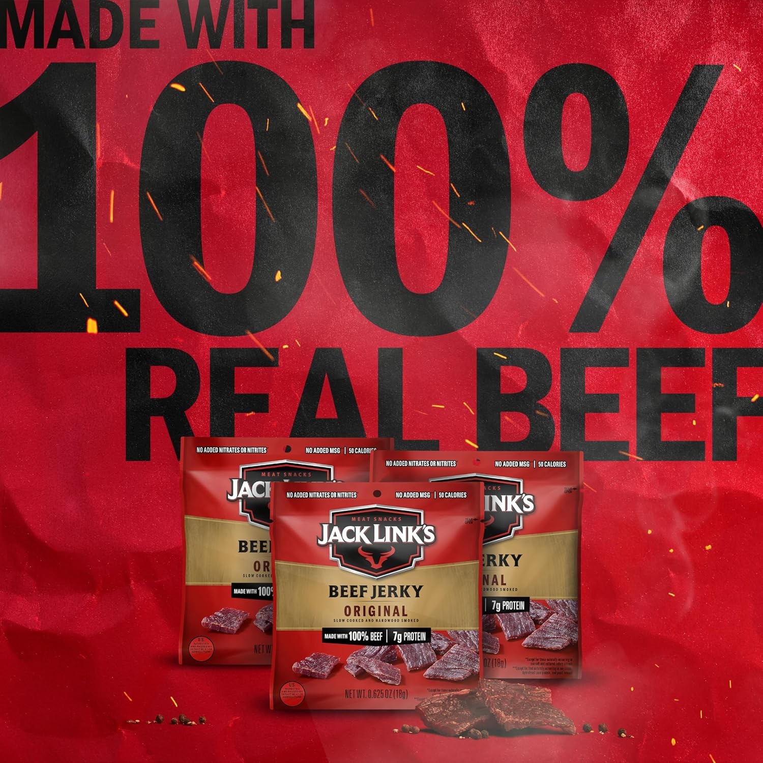 Jack Link’s Beef Jerky Multipack – Original – Made with 100% Real Beef – Ready