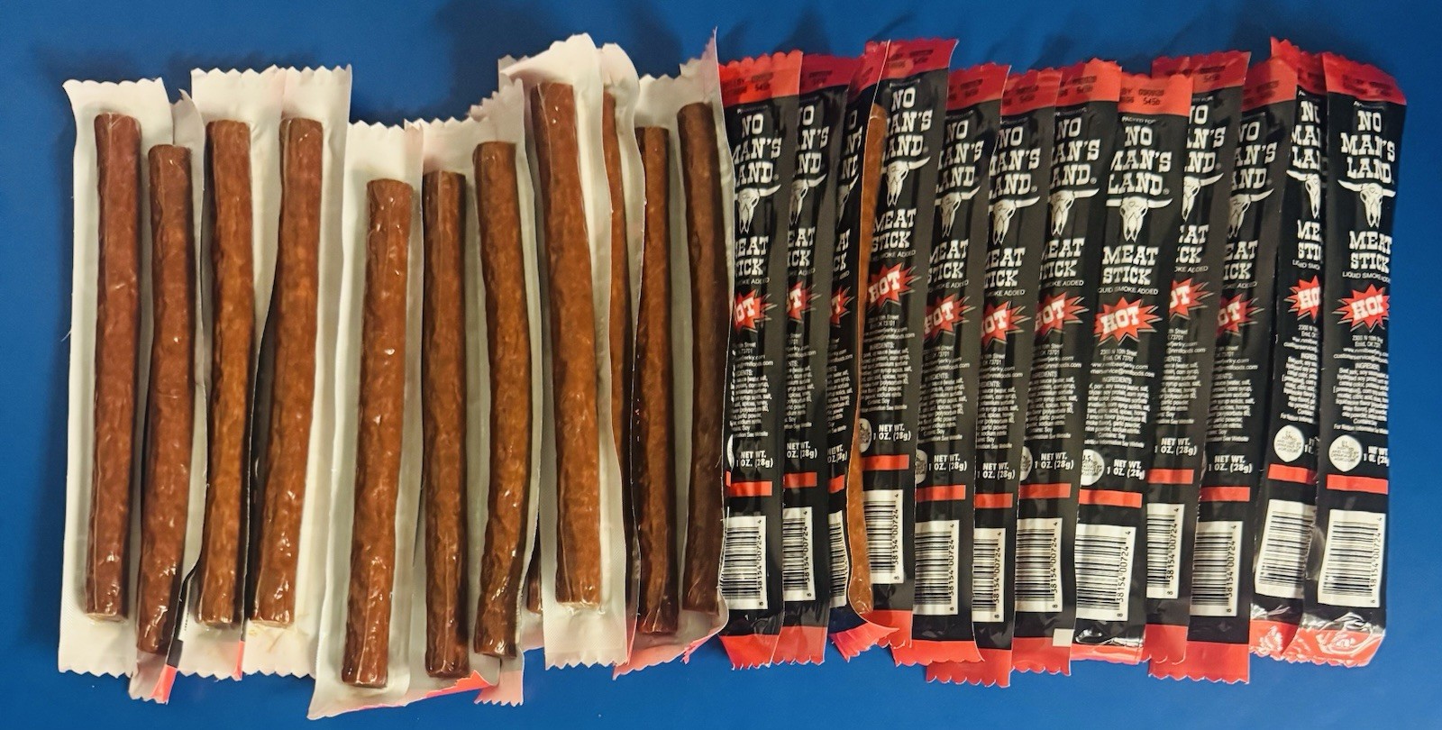 (24) No Man’s Land Hot Meat Sticks 1 oz. Bulk Lot BB: 9/26
