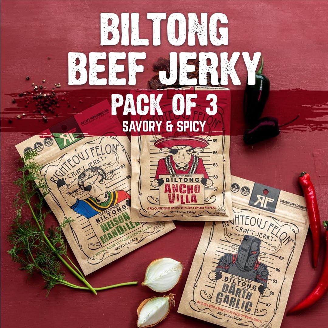 Righteous Felon Biltong Beef Jerky | Keto, Paleo, Gluten Free, High Protein | Ho