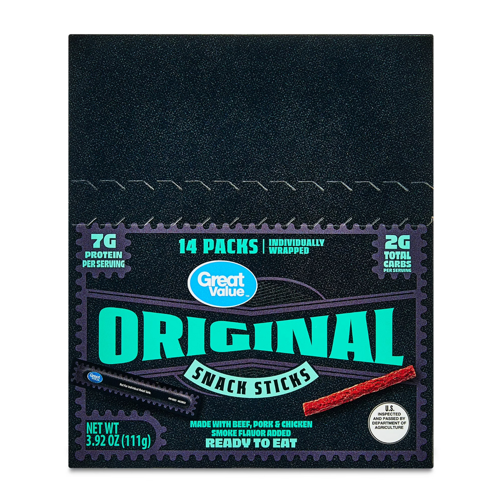 Great Value Original Flavor Snack Meat Sticks, 14 Pieces (3.92 oz)