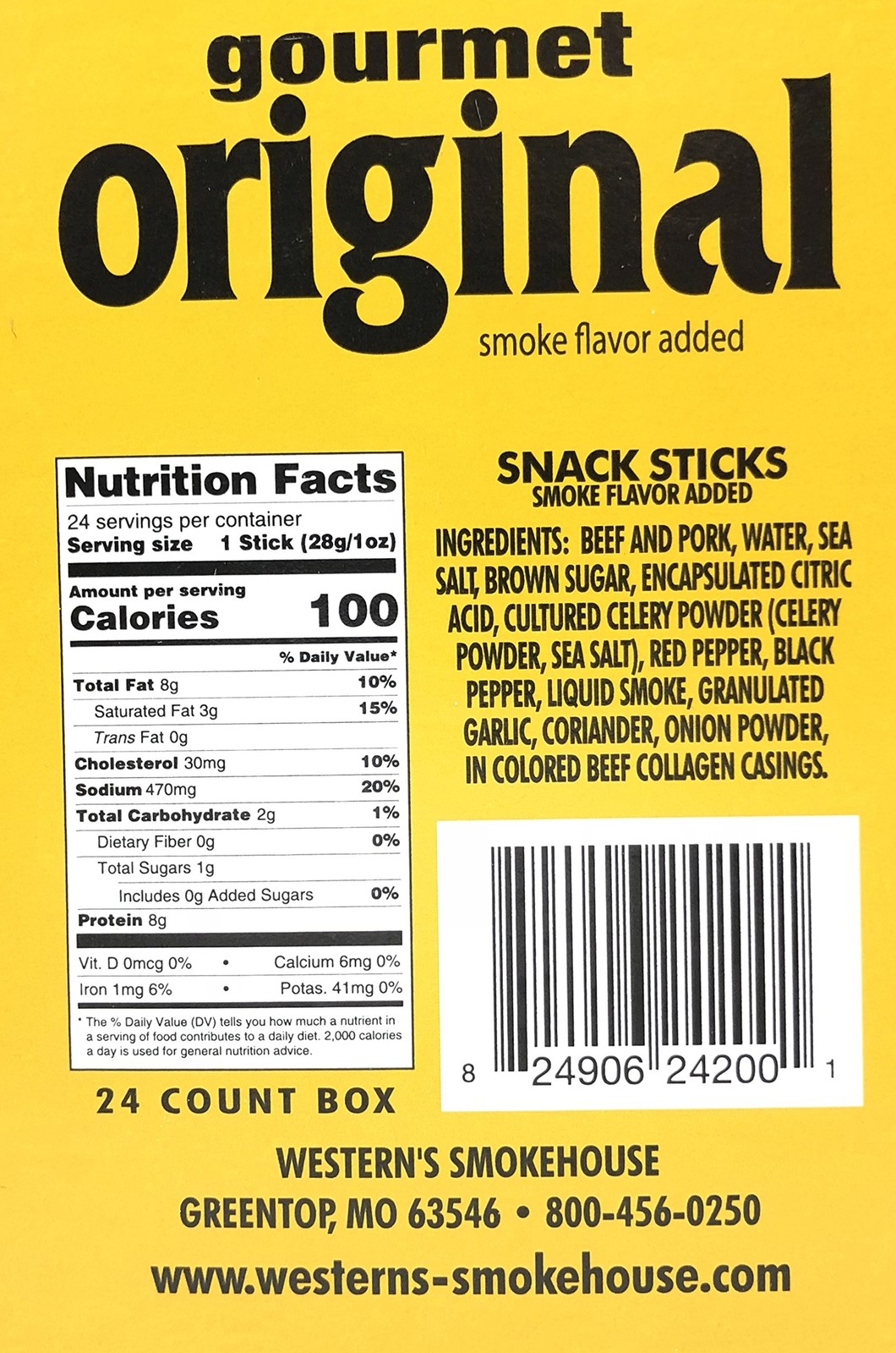 Western’s Smokehouse Original Jerky Meat Sticks 1.0 Ounce, Pack of 24100 Cal…