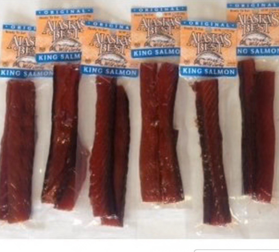 Alaska’s Best Wild Caught Smoked King Salmon Jerky 1 Ounce Strips- Lot Of 6- New