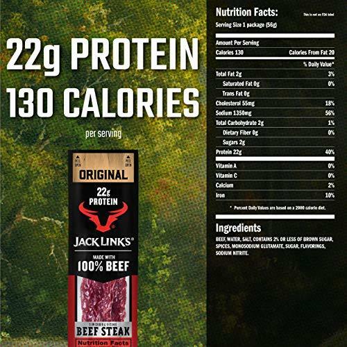 Jack Link’s Premium Cuts Beef Steak Original Great 22g Protein Snack 12-Pack