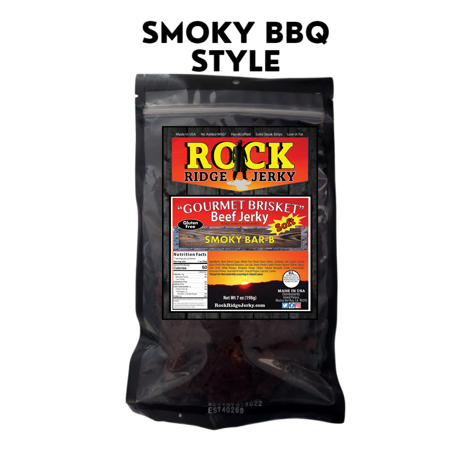 SMOKY BBQ Brisket beef jerky Big 7oz.bag FRESH smoked weekly