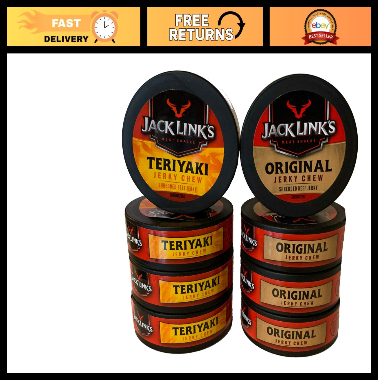 Beef Jerky Chew Bundle – Original & Teriyaki Flavors | 8 Cans Total | .32 oz Eac
