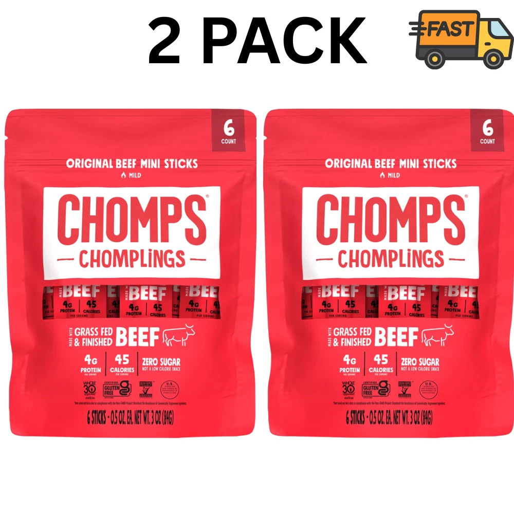 Chomps Original Beef Chomplings Protein Snacks Pack of 2