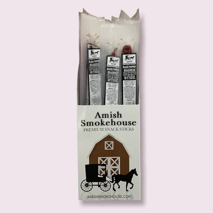 Amish Smokehouse Beef Smokie’s, Black Pepper, 21 Ct Individually Wrapped