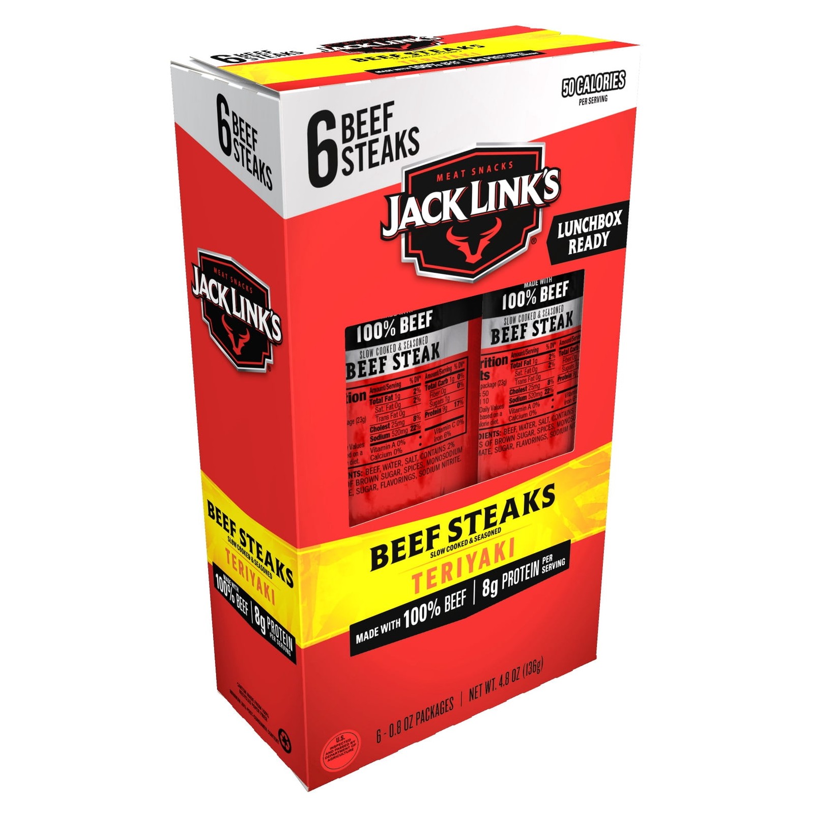 (5 pack)100% Beef Teriyaki Beef Steaks 4.8 Ounce 6 Count Multipack