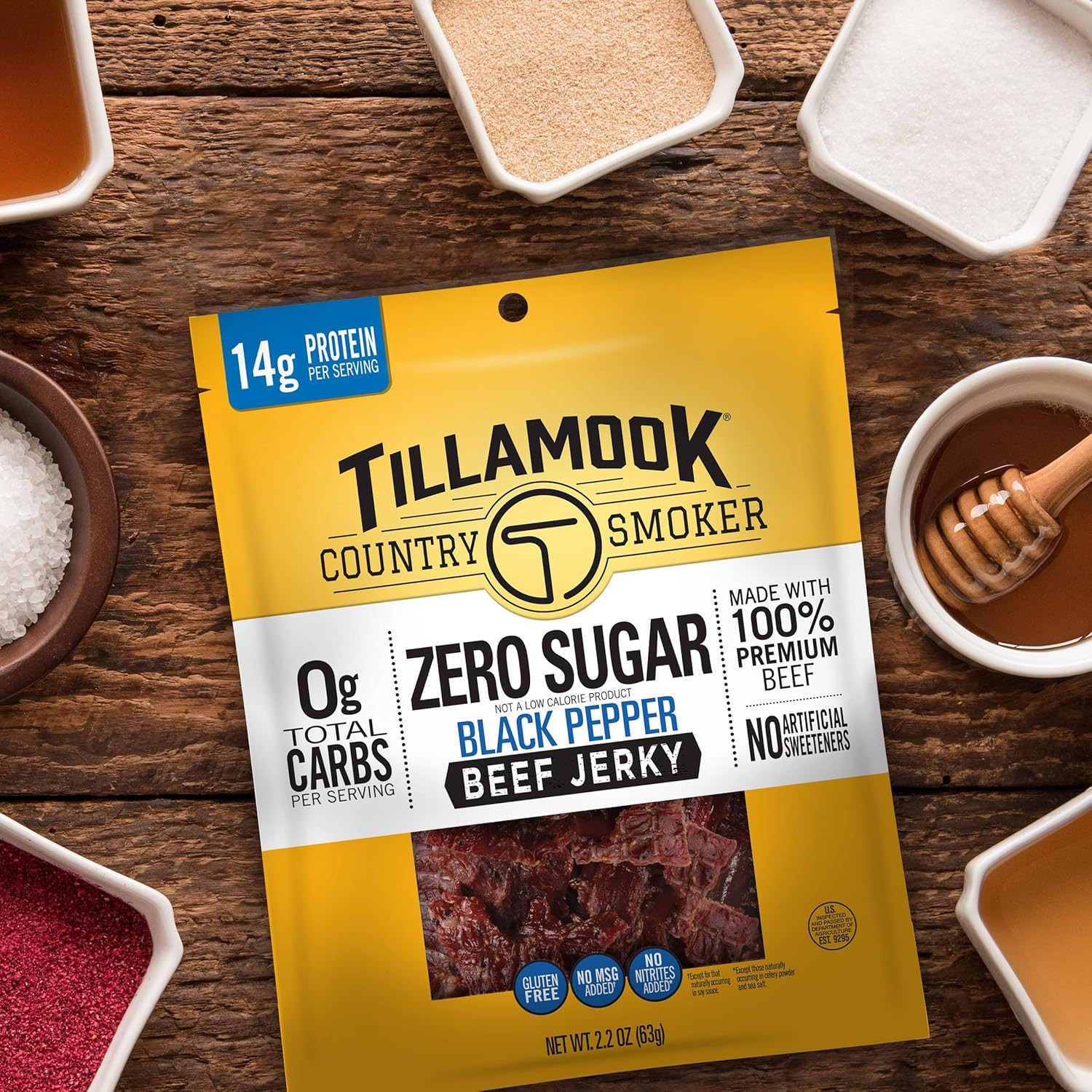 Tillamook Country Smoker Keto Friendly Zero Sugar Beef Jerky, Black Pepper, 6.5