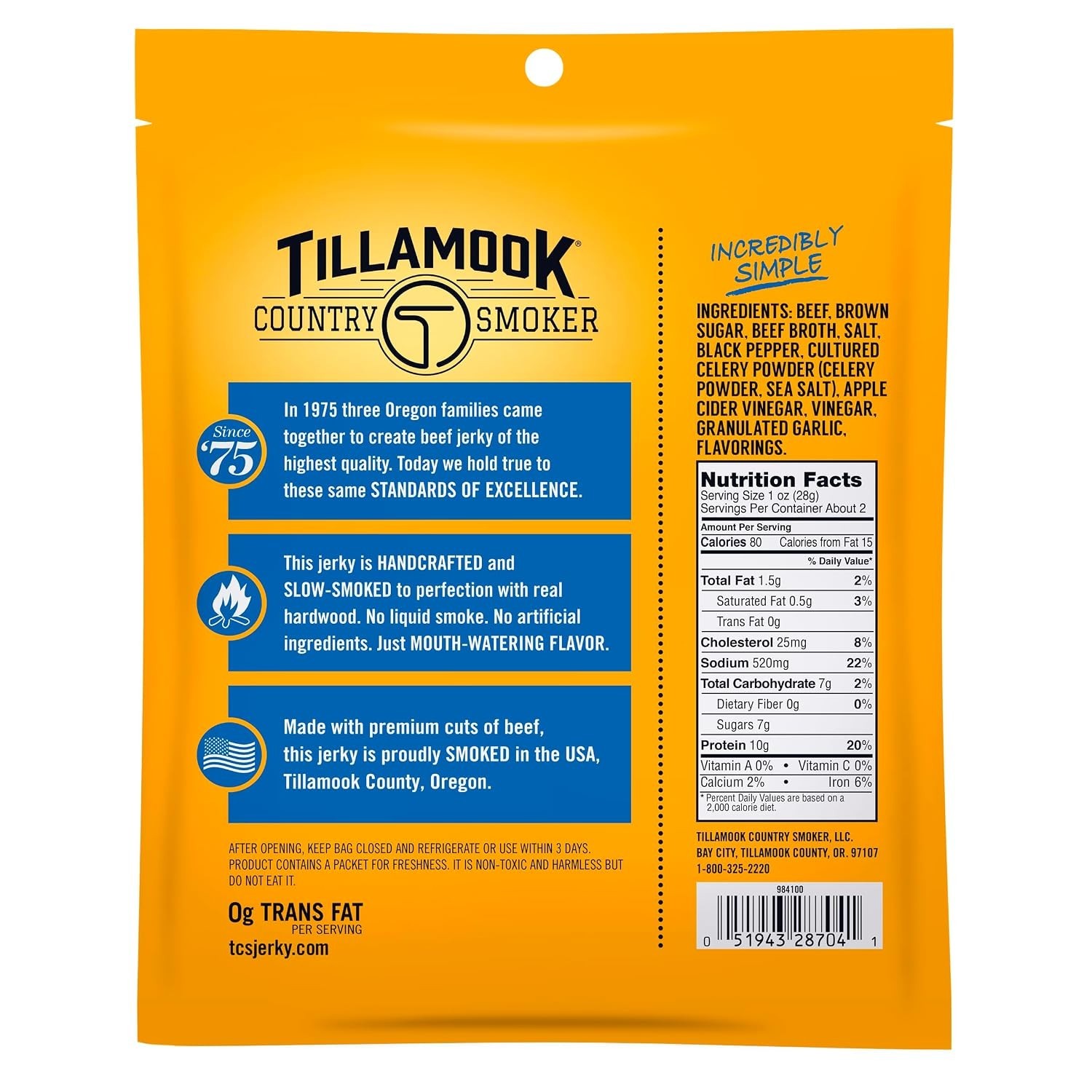 Real Hardwood Smoked Beef Jerky, Sea Salt & Cracked Pepper, 2.5 Ounce Pack of 2