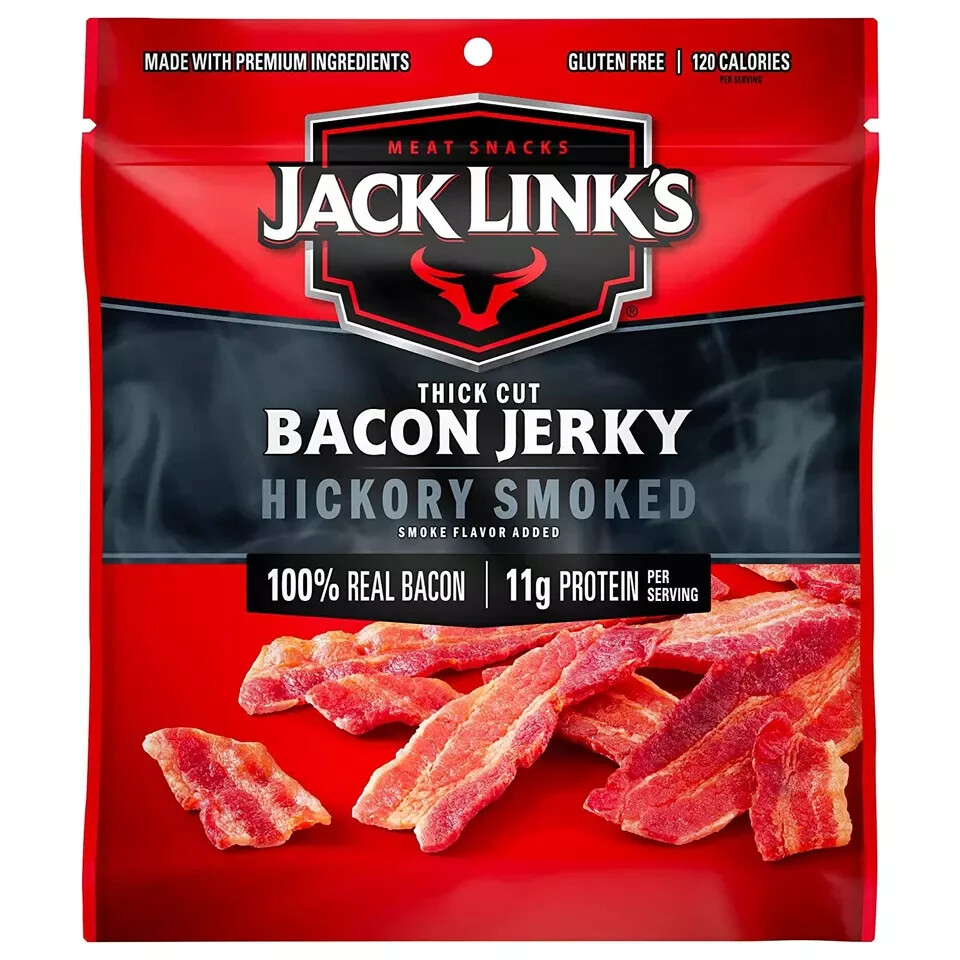Jack Link’S Bacon Jerky Hickory Smoked, 2.5 Oz. Bag-Flavorful Ready Eat Meat New