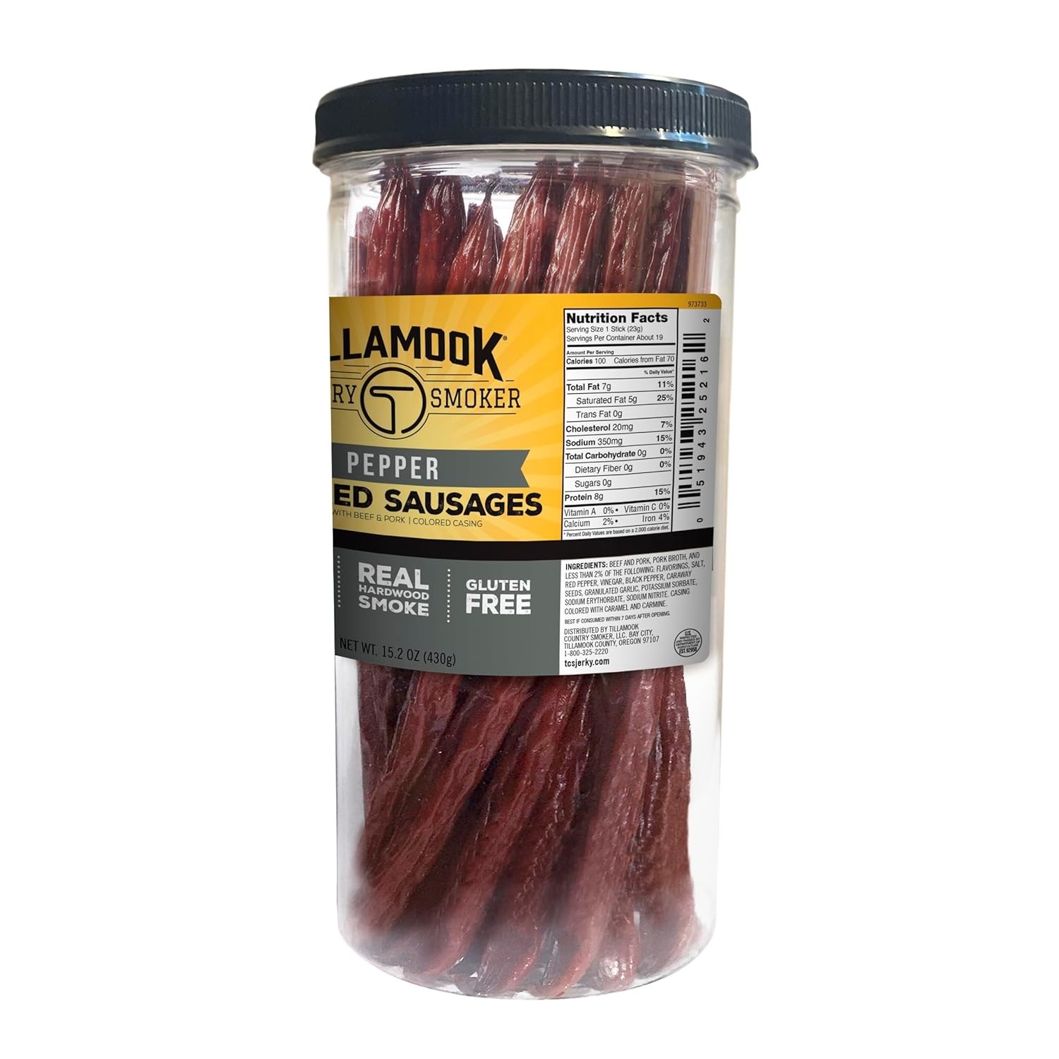 Keto-Friendly 15.2 Ounce Pepper Smoked Sausage Jar – 20 Protein-Packed Snacks