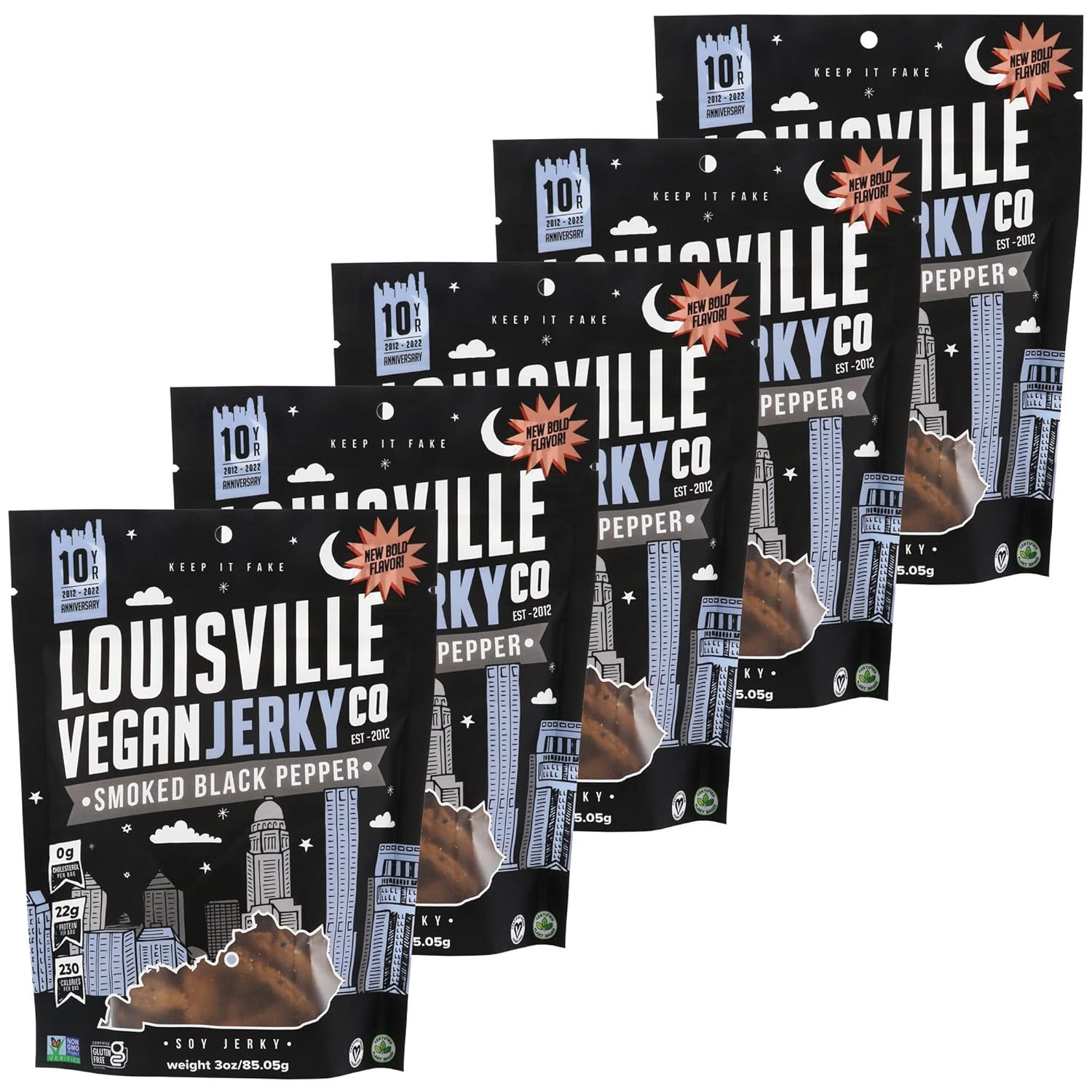 – Smoked Black Pepper, Vegetarian & Vegan-Friendly Jerky, 21 Grams of Non-Gmo So