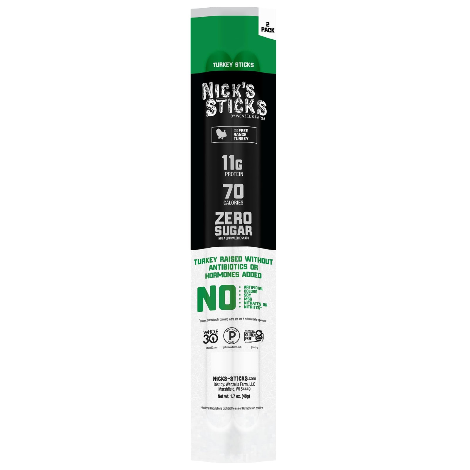 EXP:05/08/2026-5 STICKS Nick’s Sticks Clean & Balanced Free Range Turkey Snack