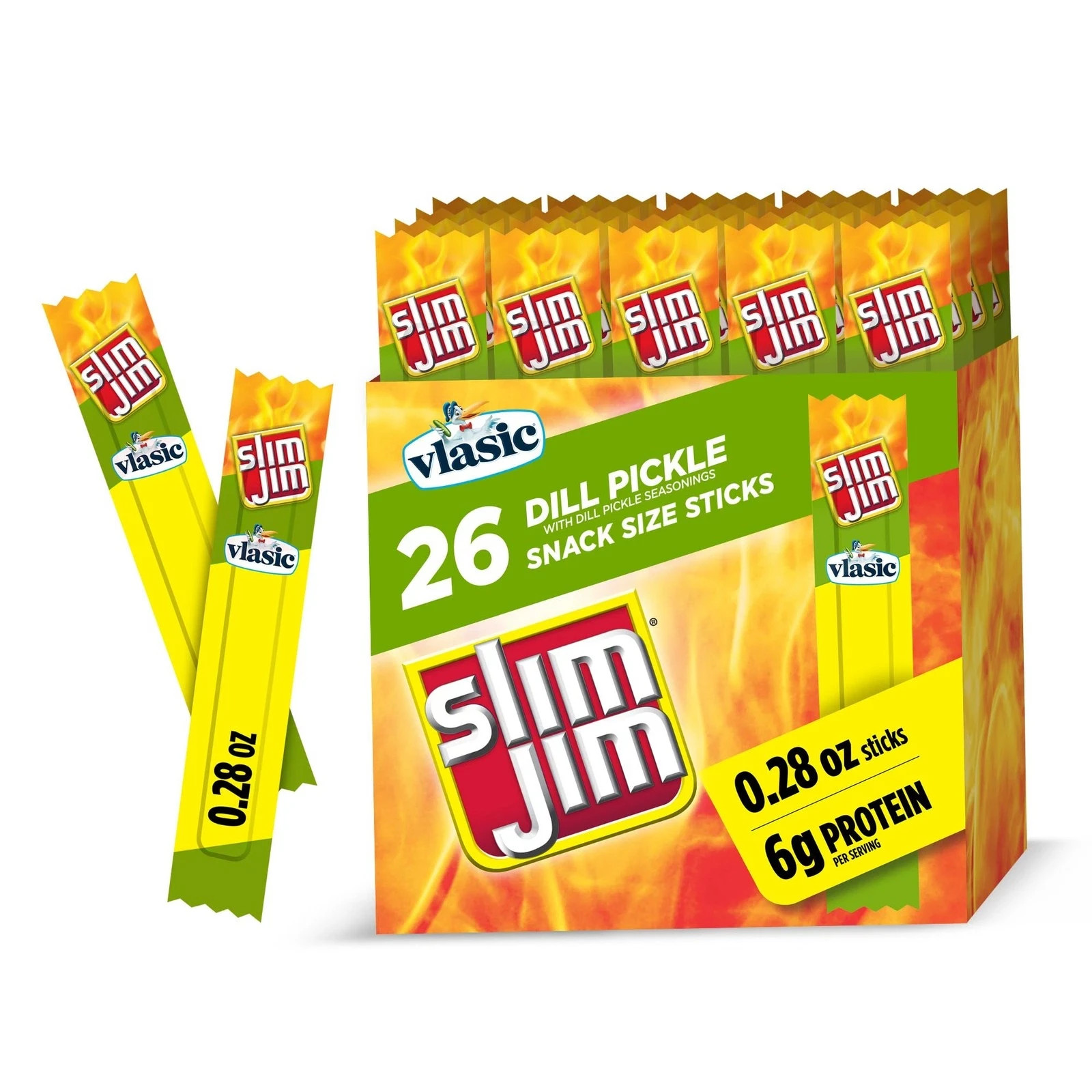 Slim Jim Smoked Meat Sticks Vlasic Dill Pickle Flavor 6g Protein Per Serving …