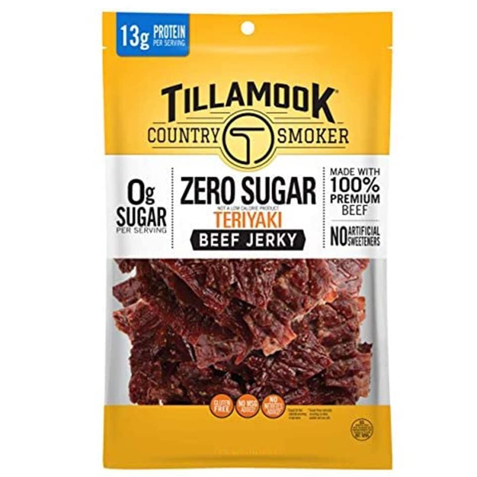 Tillamook Country Smoker ZERO SUGAR TERIYAKI BEEF JERKY 2.2oz 2 Bags AUG 2024