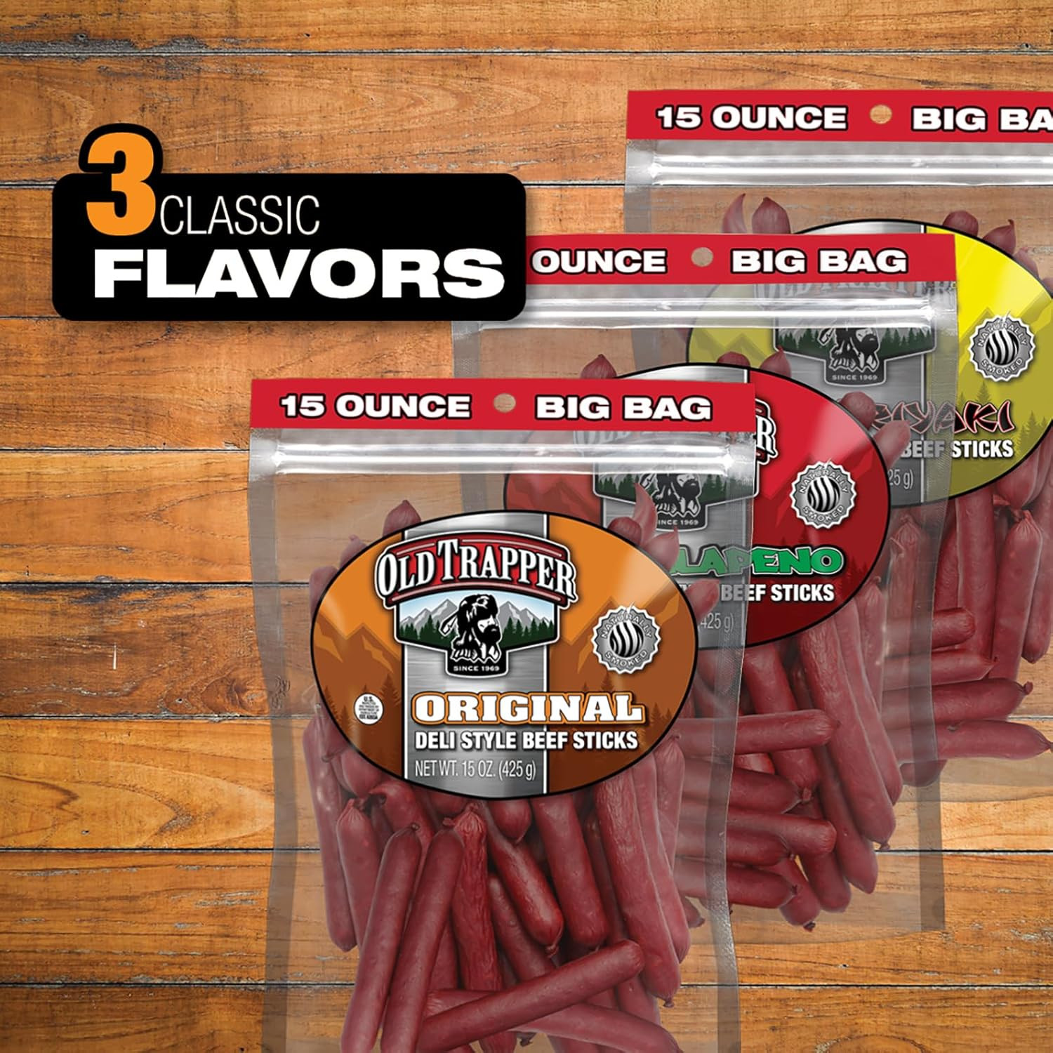 Palitos Res Original Estilo Deli Old Trapper 15oz Snack Proteina 6g Sin Azucar