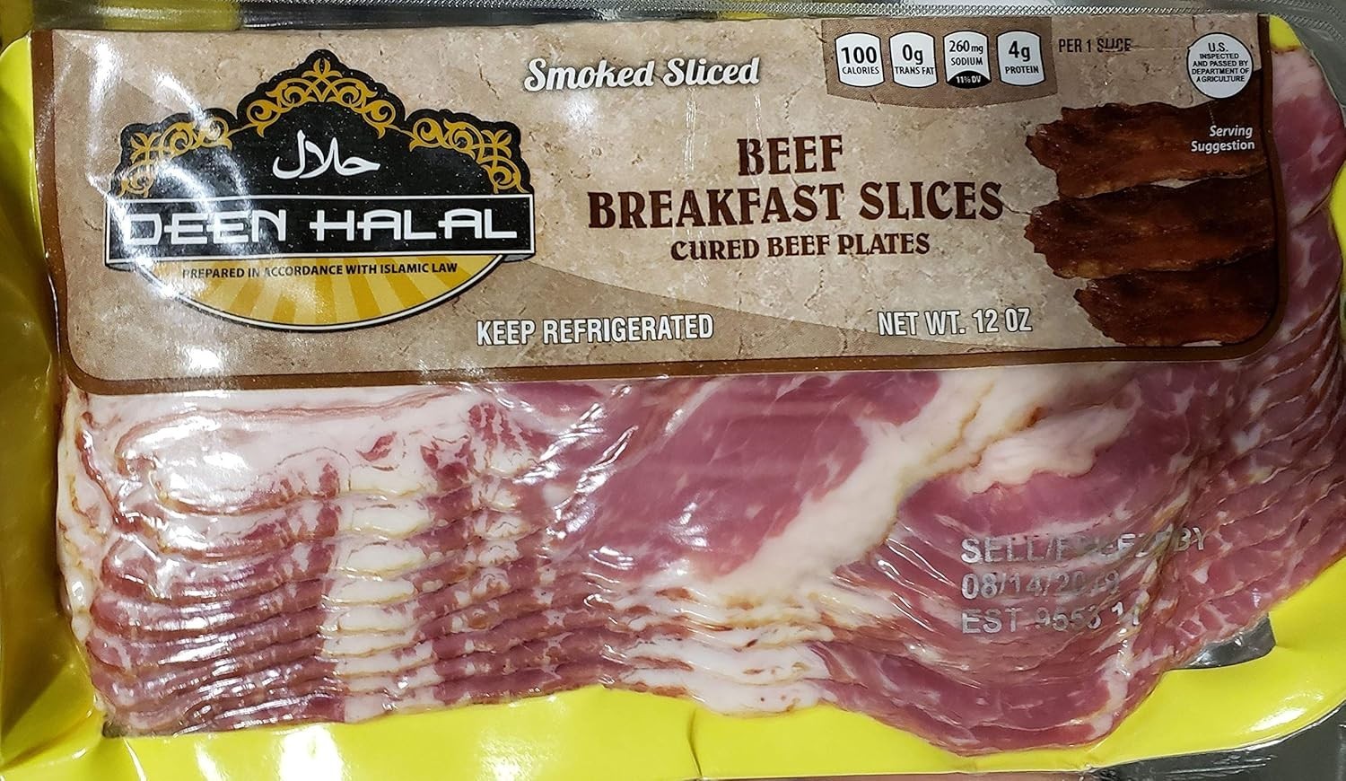 Deen Halal Beef Breakfast Smoked Slices 12oz (6 Packs)