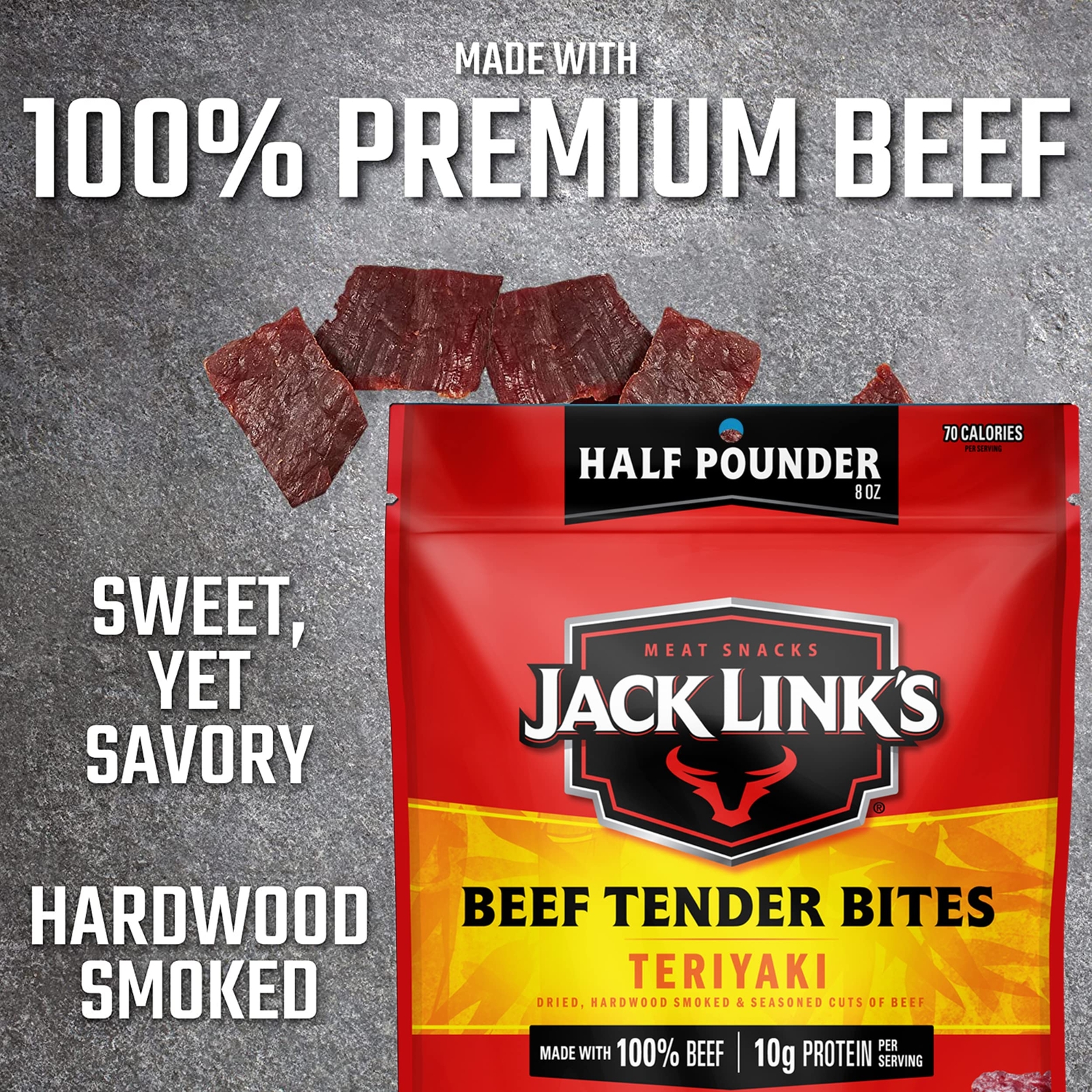 Jack Link’s Teriyaki Beef Tender Bites 8oz Protein Snack 10g Per Serving