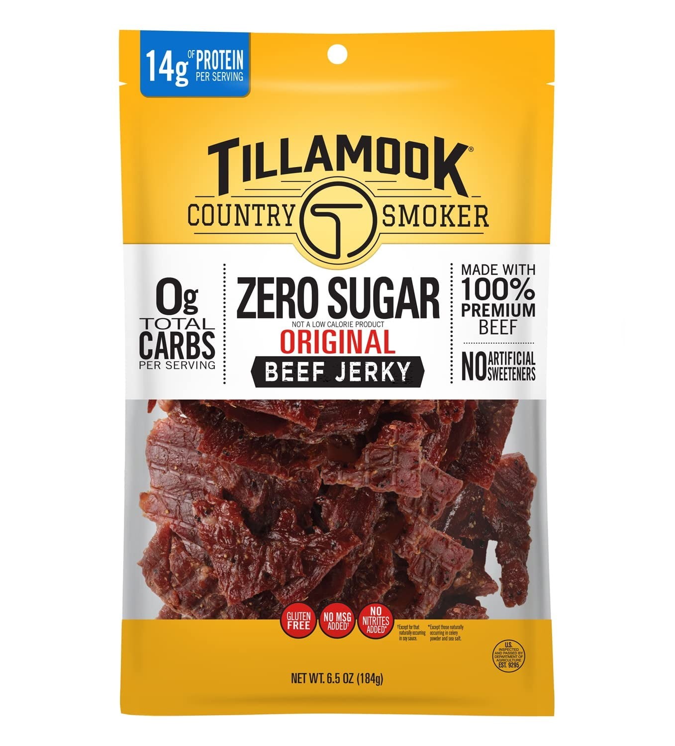 Smoked Flavor Zero Sugar Jerky Original 6.5oz W/ High Protein & Gluten Free