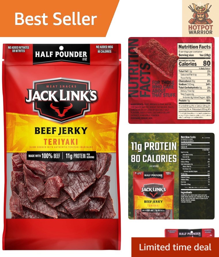 Healthy Teriyaki Beef Jerky – 8oz Bag, 11g Protein, Perfect Snack Anytime