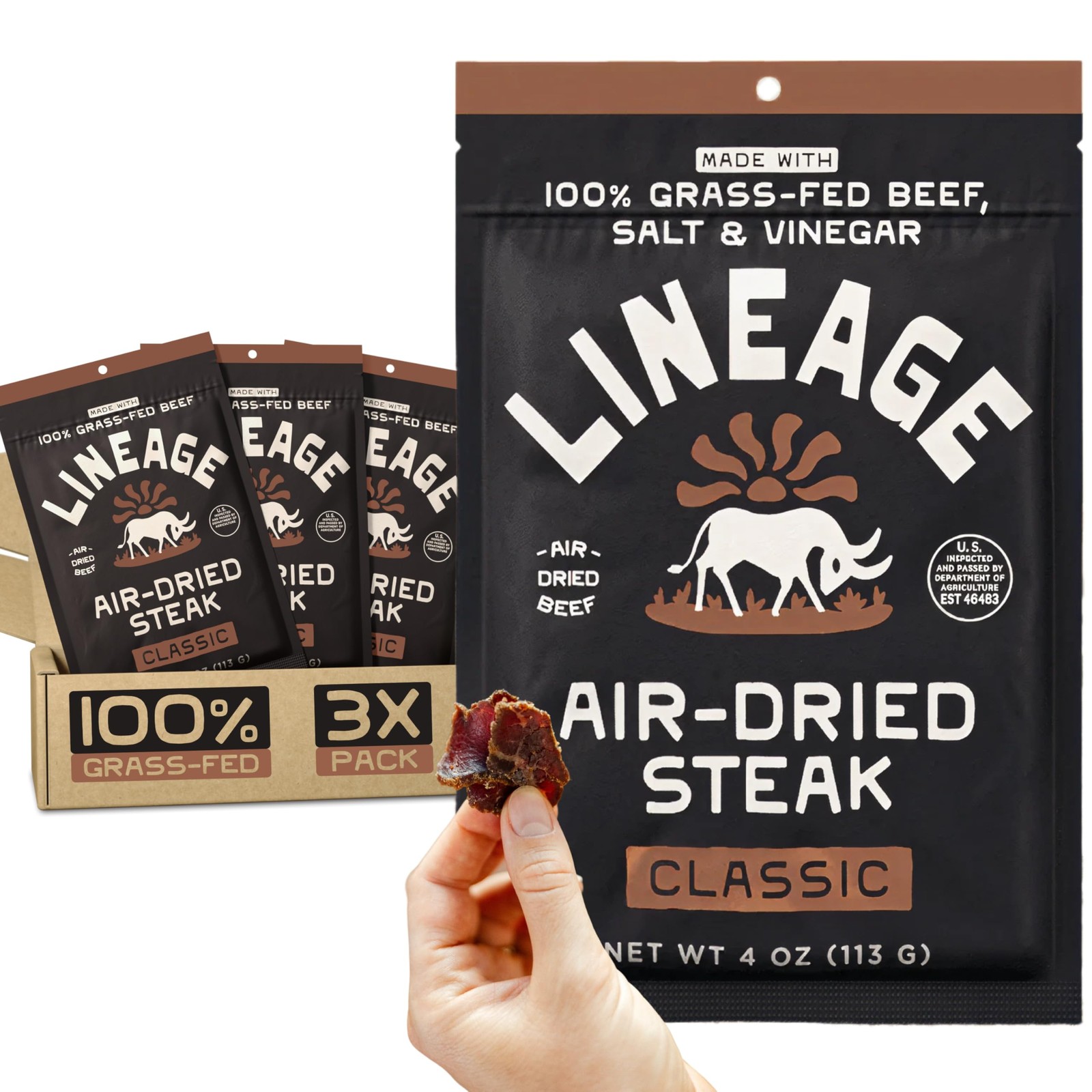 Lineage Provisions 100 Grass Fed Air-Dried Steak – Nutrient-Dense Carnivore S…