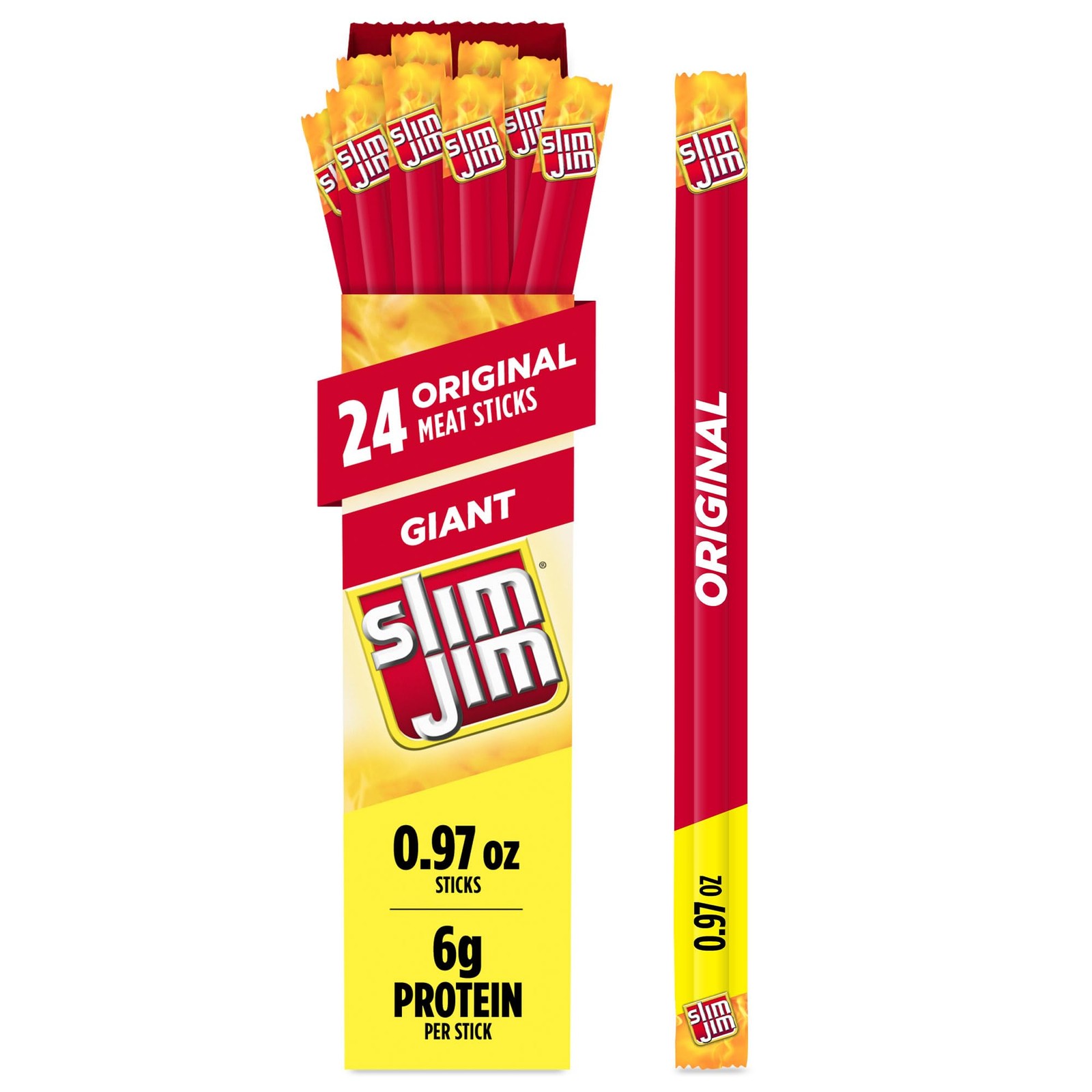 Slim Jim Giant Smoked Meat Sticks, Original Flavor 24 Count