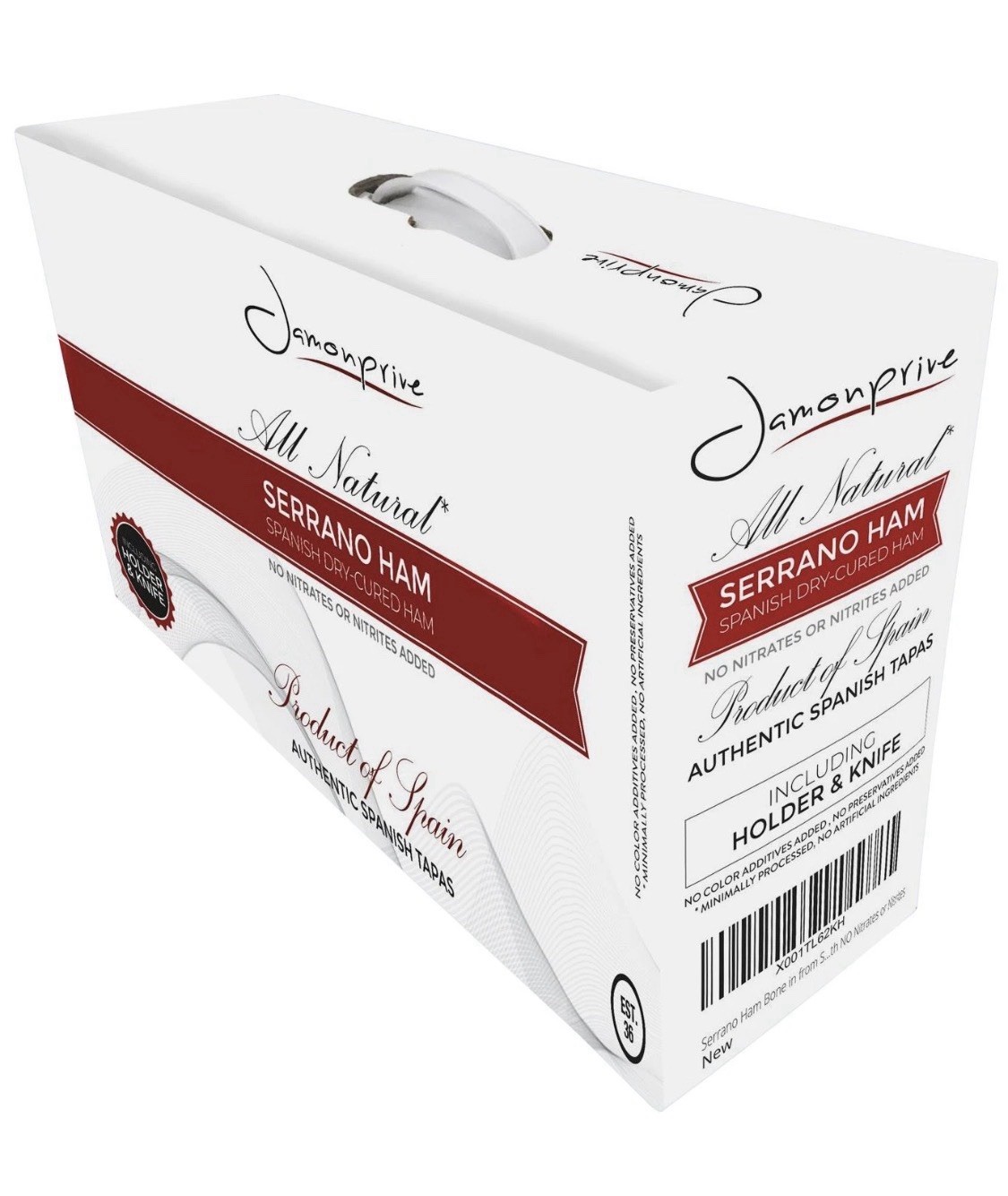 Spanish Serrano Ham Bone in from Spain 14-17 lb with Ham Stand & Knife (NO Nitra