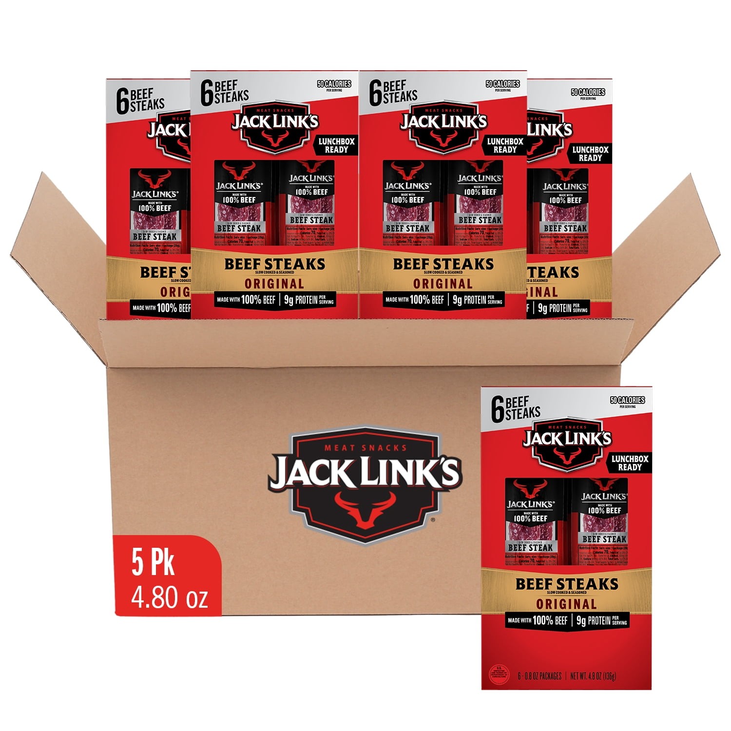 (5 pack)Original Beef Steak Multi-Pack (6 – 0.8 Ounce. Beef Steaks), 4.8 Ounce.