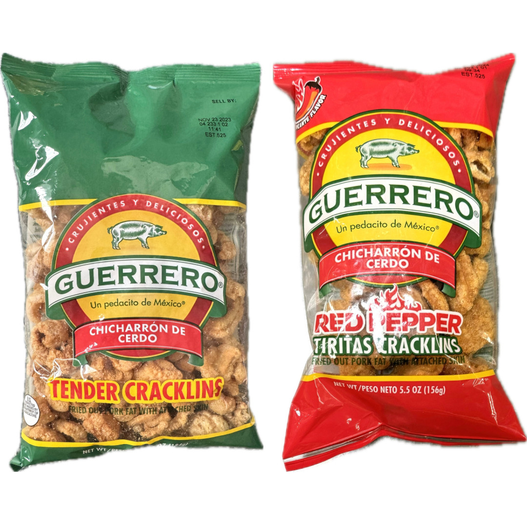 Guerrero Cracklins Chicharron Fried Pork Belly Rinds – Choose Flavor