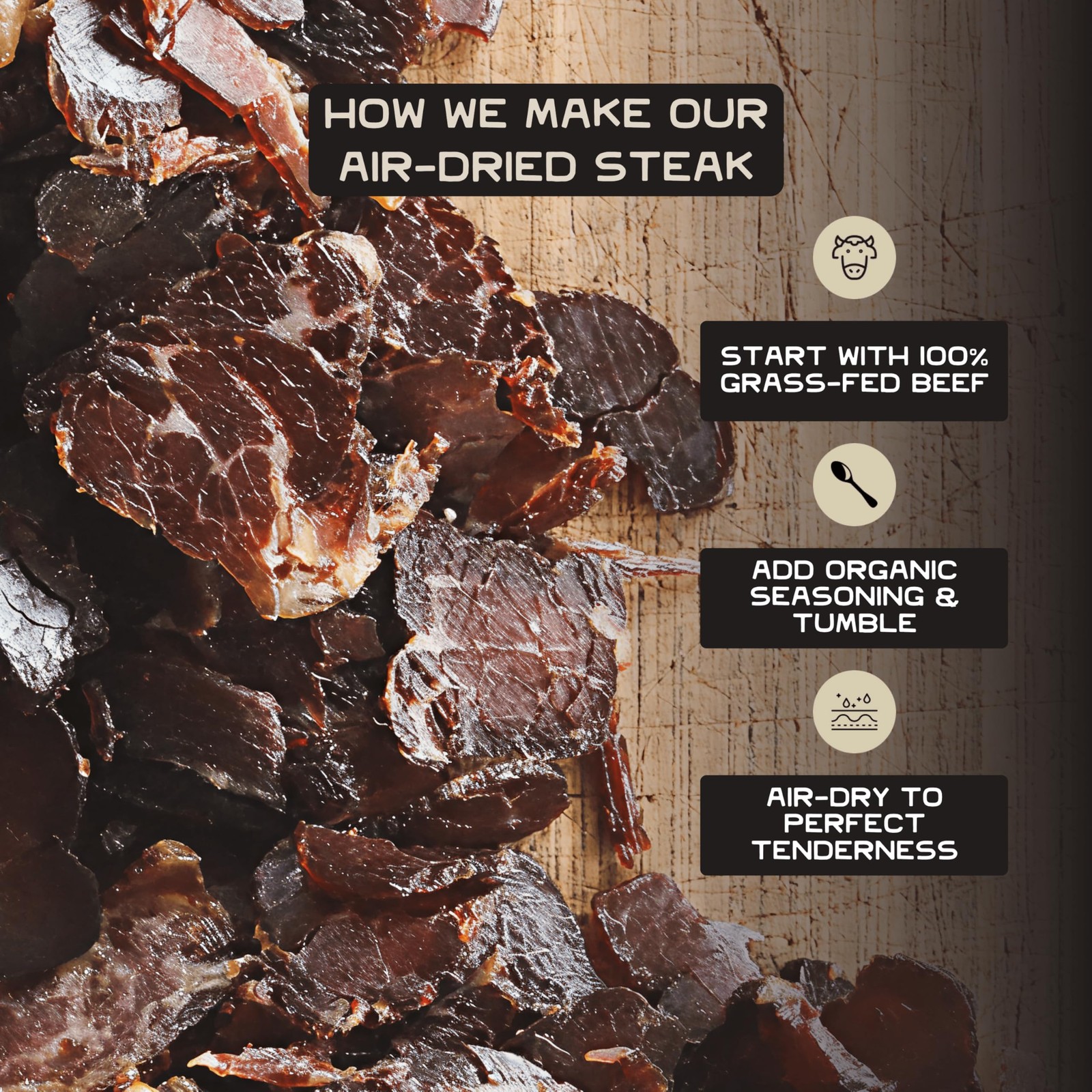 Lineage Provisions 100 Grass Fed Air-Dried Steak – Nutrient-Dense Carnivore S…
