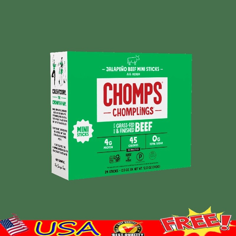 Grass-Fed Jalapeno Beef Jerky Sticks Protein Snacks Keto Gluten-Free 24 Count US
