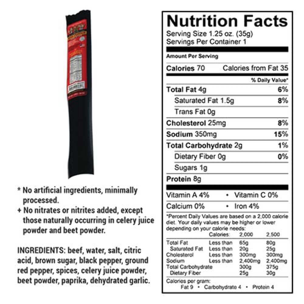 Red Pepper Beef Stick | Pack of 6 | 1.25 oz | Shipping Included | Nebraska Star