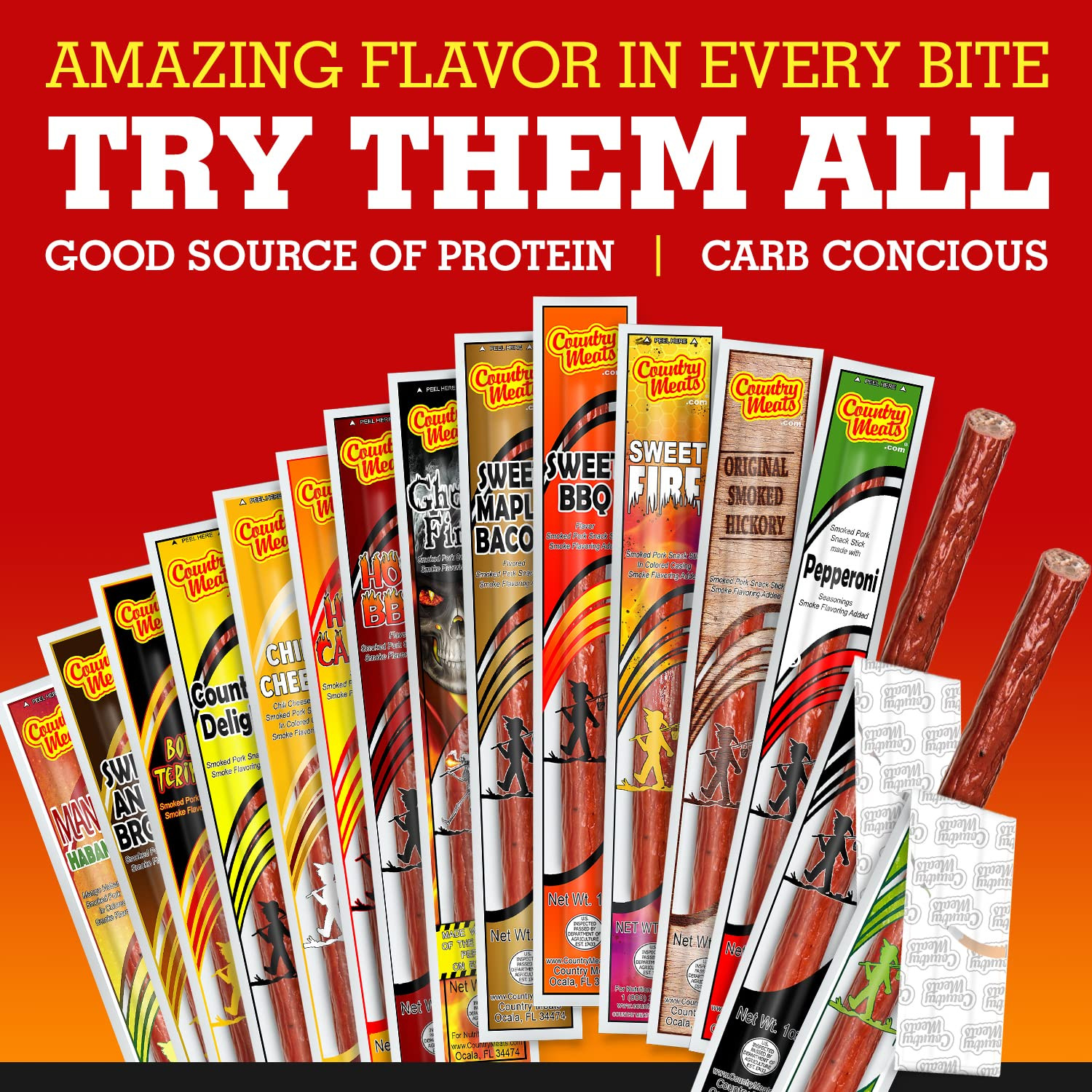 , Meat Sticks, 0 Trans Fat, USDA Certified, Good Source