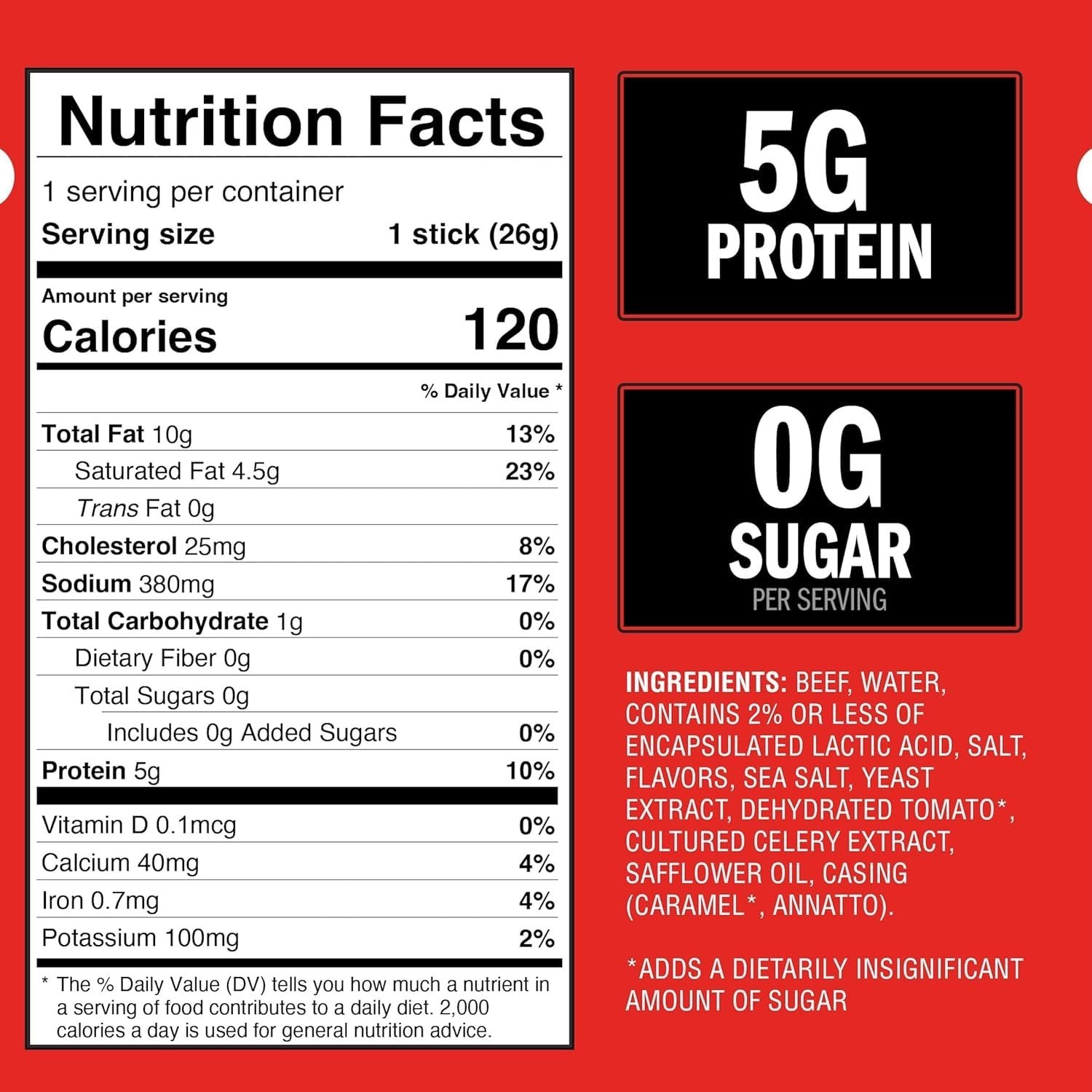 Zero Sugar Beef Sticks – 5g Protein per Serving – KETO Friendly Snacks