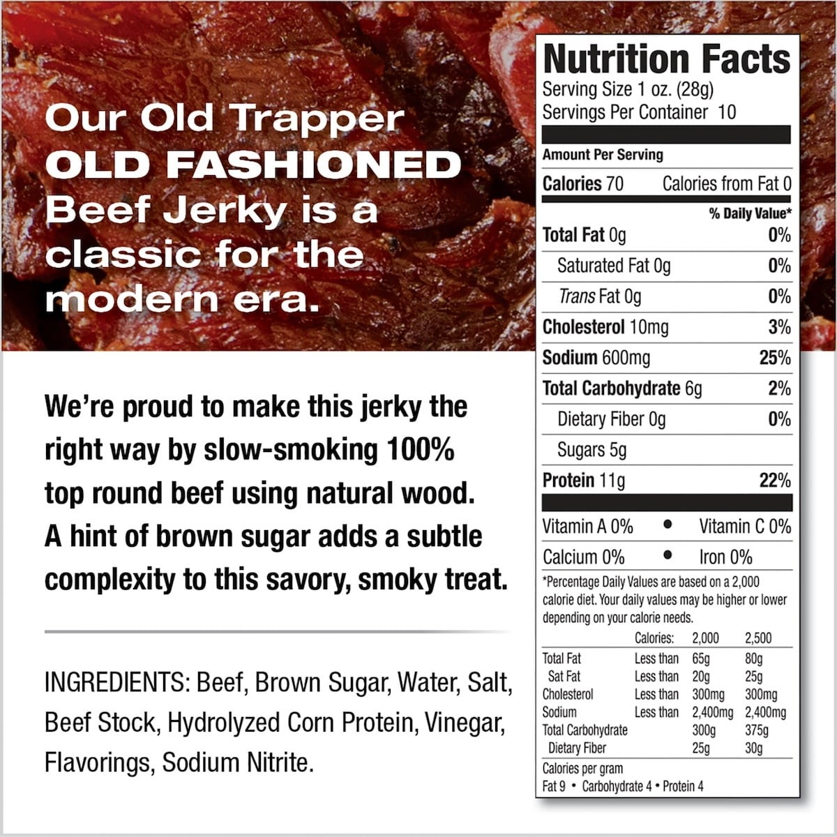 (2 pack) Naturally Smoked Original Old Fashioned Beef Jerky 10oz Resealable Bag