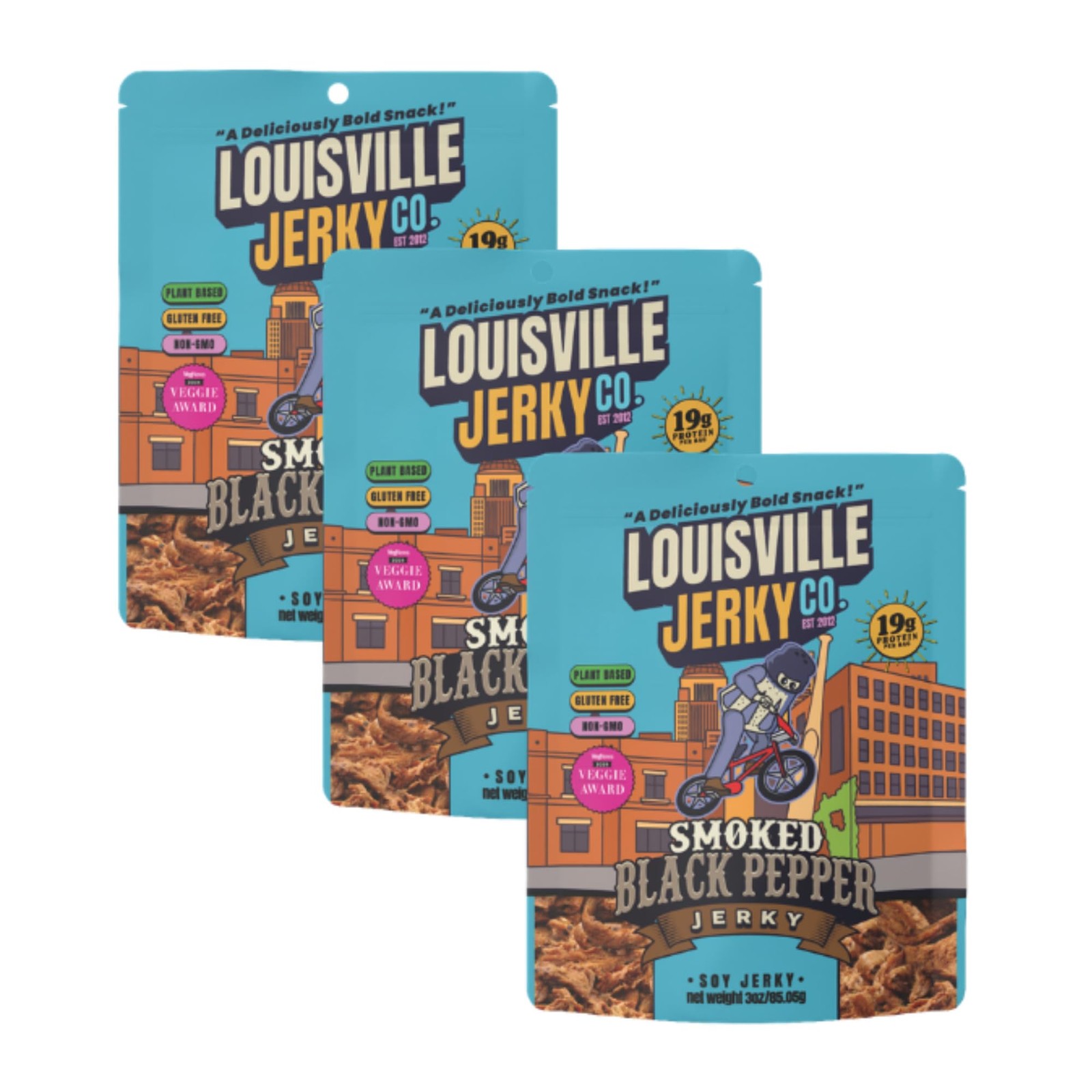 Louisville Jerky Co. Smoked Black Pepper Plant Based Jerky, Vegan Protein Sna…