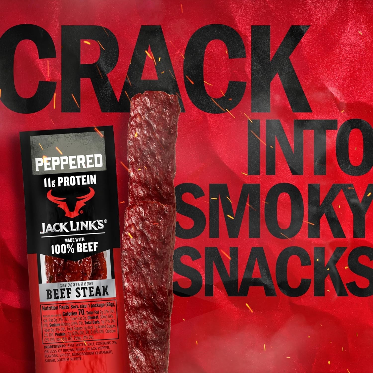 Jack Link’s Peppered Beef Jerky Steaks – Ready 12 Ounce (Pack of 1), No Color
