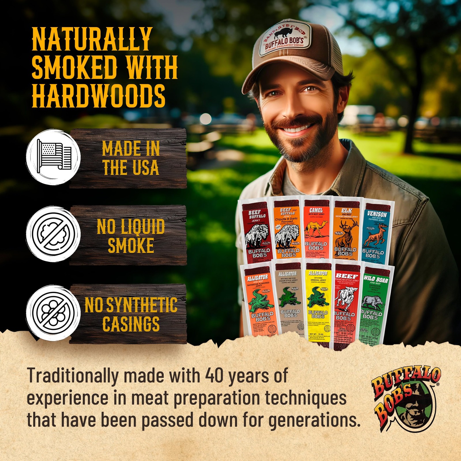 Exotic Jerky Variety Pack (10-Pack) – Wild Game Beef Snack Sticks Gifts