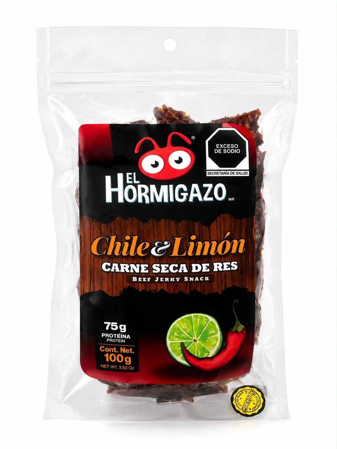 Carne seca Chile & Limón Beef Jerky Carne Seca de Res Snack 100g (3.5 oz)