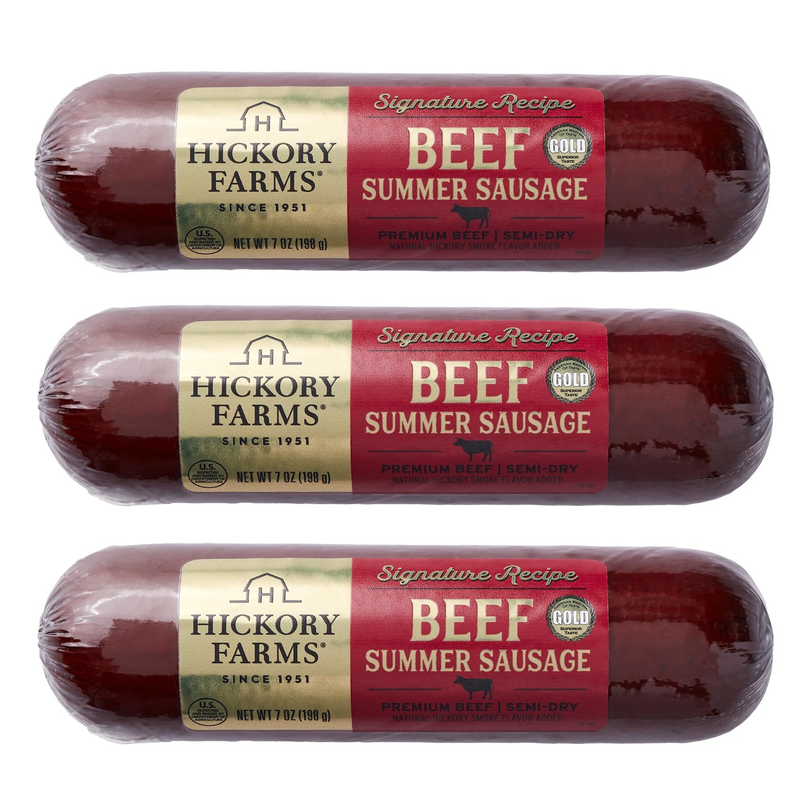 Hickory Farms Signature Beef Summer Sausage – 3 Pack | 100 Beef – Great for C…