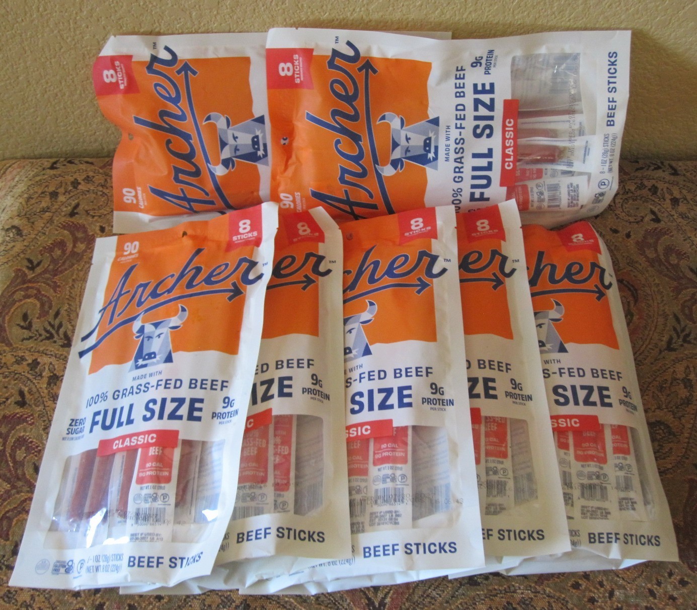 56CT ARCHER 100% GRASS FED FULL SIZE CLASSIC BEEF STICKS FRESH 07/2027 FREE SHIP