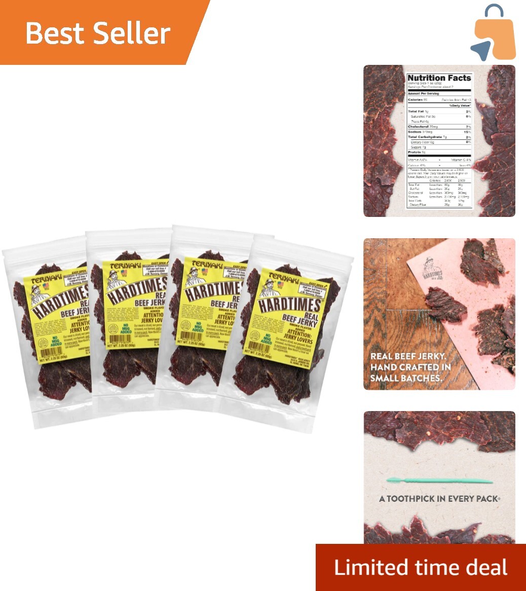Nostalgic Flavor Teriyaki Beef Jerky – 4 Bags of Handcrafted Deliciousness