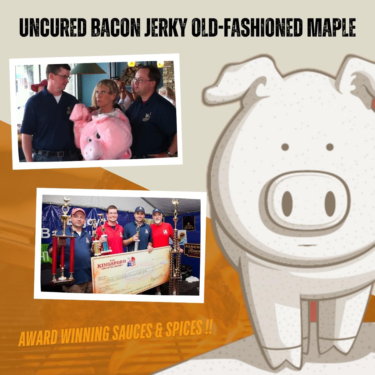 Pork Barrel BBQ Uncured Bacon Jerky Old-Fashioned Maple Sweet Maple Brown