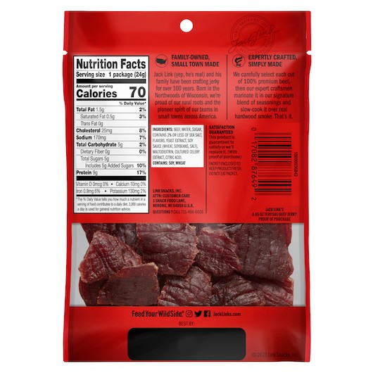 Jack Link s Beef Jerky Teriyaki, 0.85 Ounce, 48 Per Case