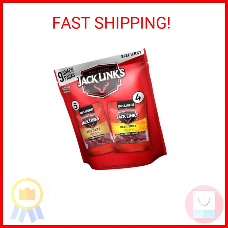 Jack Link’s Beef Jerky Variety Pack – Original and Teriyaki – (9 Pack) 1.25 oz B